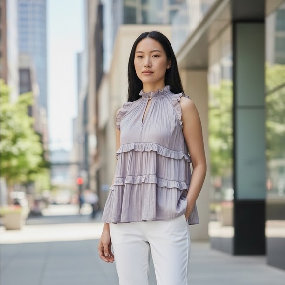Anthropologie Tops - 💐HP💐 Anthropologie Lavender Ruffle Blouse